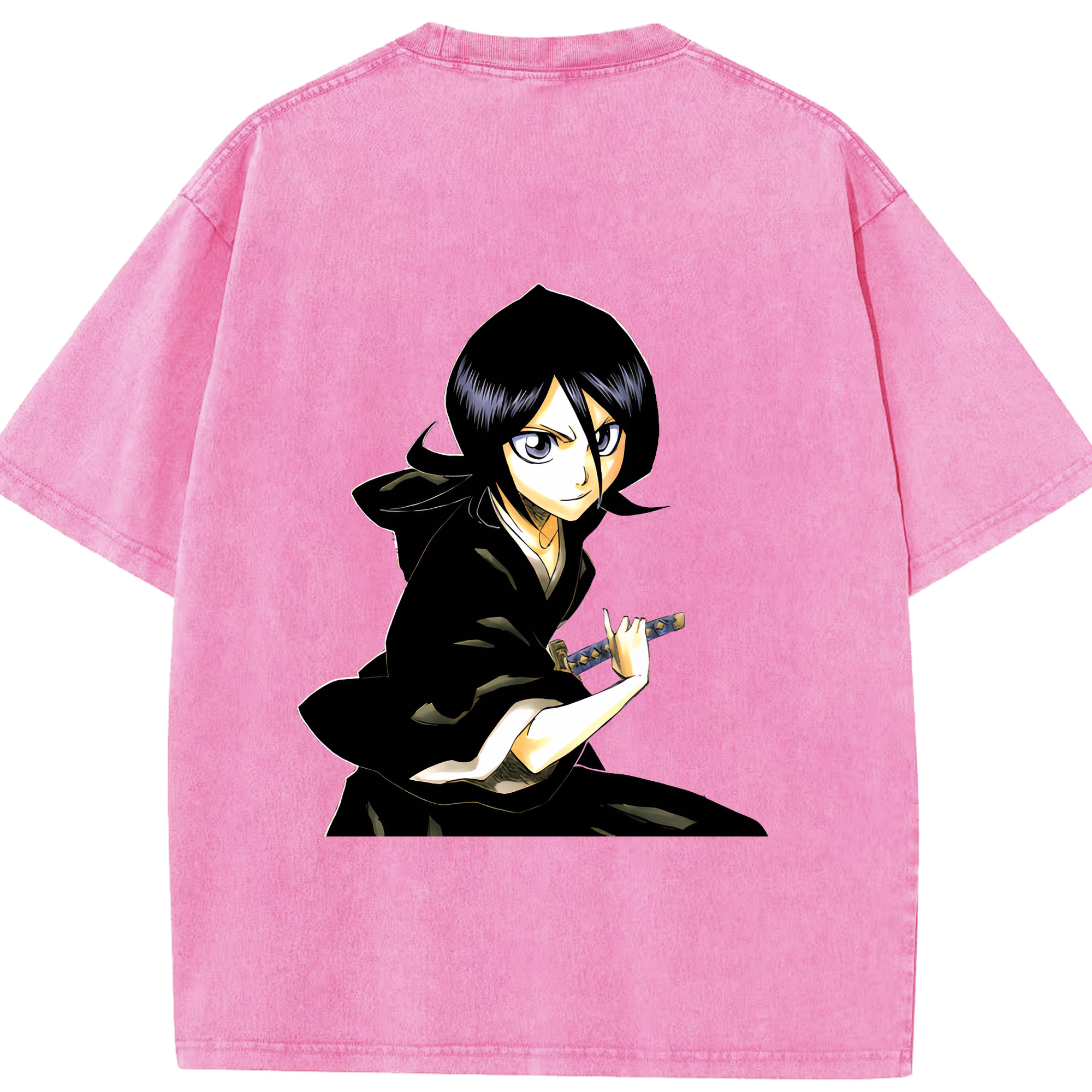 （画像用） ブリーチ 朽木ルキア BLEACH Kuchiki Rukia 綿100% ヴィンテージ風 半袖Tシャツ（背面プリント）
